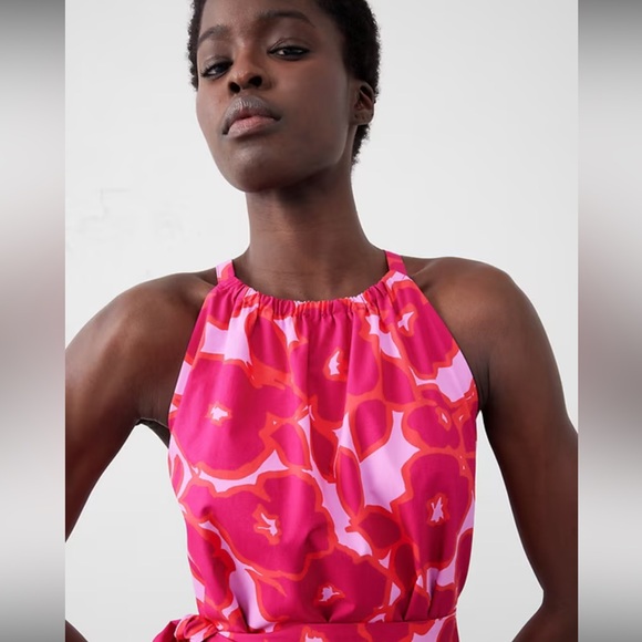 NWT Banana Republic Factory Pink Floral POPLIN TIERED MINI DRESS Size S - Picture 3 of 11